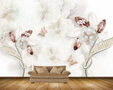 Avikalp MWZ1119 White Flowers Butterflies 3D HD Wallpaper