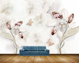 Avikalp MWZ1119 White Flowers Butterflies 3D HD Wallpaper