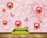Avikalp MWZ1122 Pink Flowers Butterflies 3D HD Wallpaper