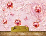 Avikalp MWZ1122 Pink Flowers Butterflies 3D HD Wallpaper