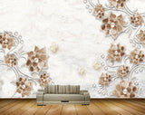 Avikalp MWZ1132 Golden Flowers Butterflies 3D HD Wallpaper