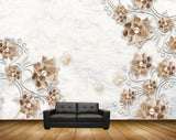 Avikalp MWZ1132 Golden Flowers Butterflies 3D HD Wallpaper