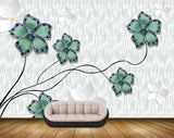 Avikalp MWZ1134 Green White Flowers HD Wallpaper