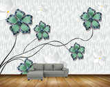 Avikalp MWZ1134 Green White Flowers 3D HD Wallpaper