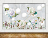 Avikalp MWZ1138 White Flowers Leaves 3D HD Wallpaper