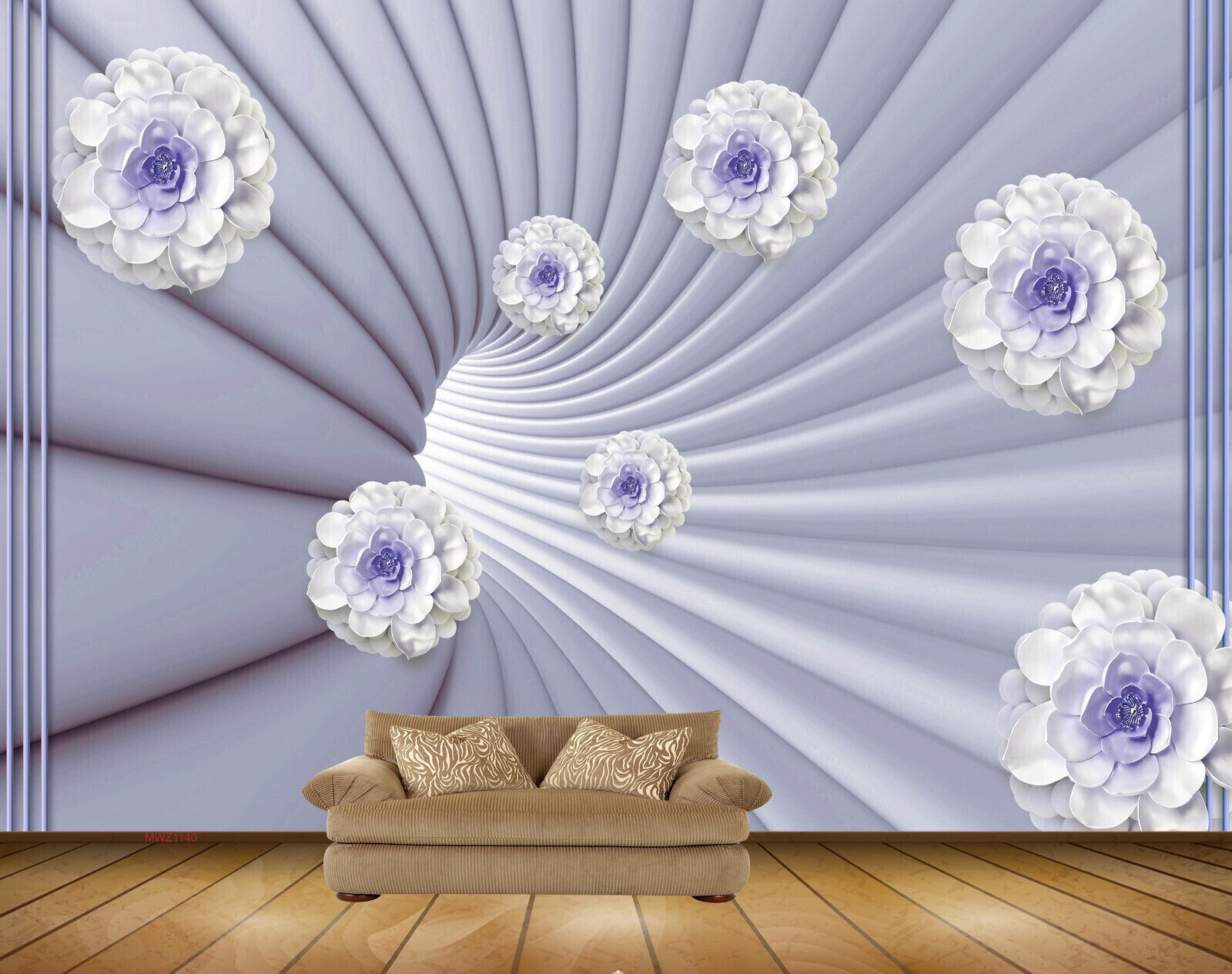Avikalp MWZ1140 Puple White Flowers HD Wallpaper