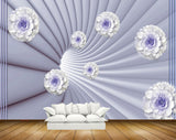 Avikalp MWZ1140 Puple White Flowers 3D HD Wallpaper