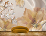 Avikalp MWZ1141 White Orange Flowers 3D HD Wallpaper