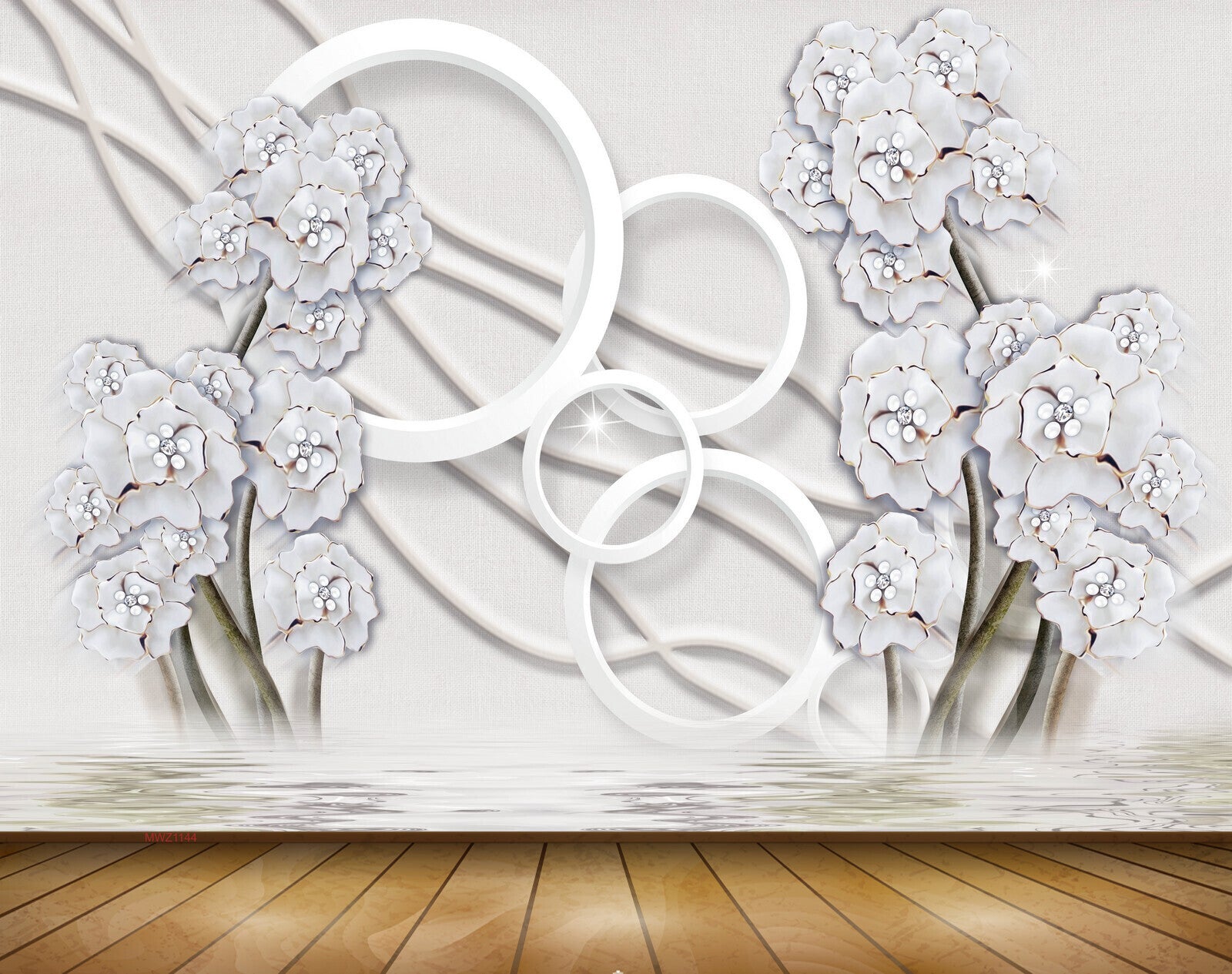 Avikalp MWZ1144 White Flowers Plants 3D HD Wallpaper