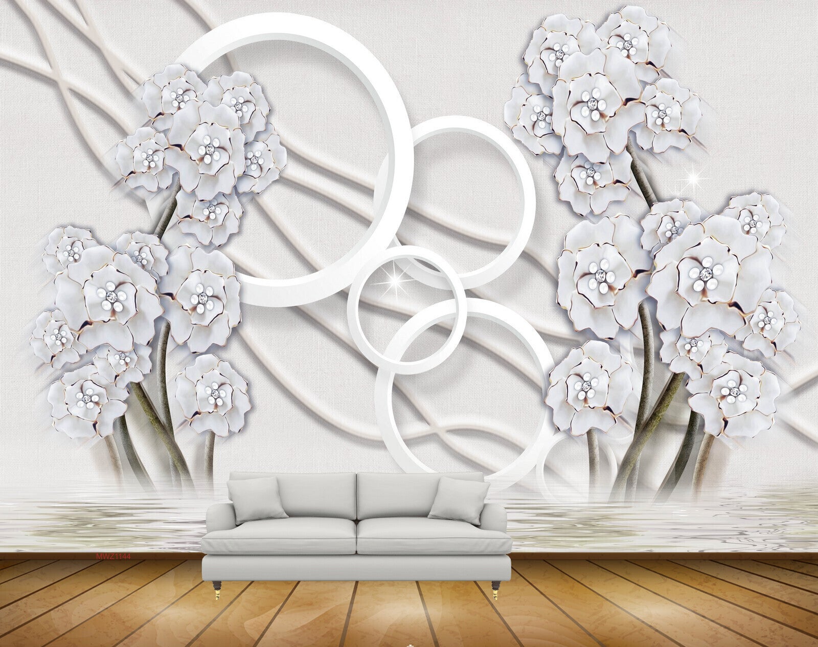 Avikalp MWZ1144 White Flowers Plants 3D HD Wallpaper