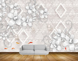 Avikalp MWZ1145 White Flowers Fishes HD Wallpaper