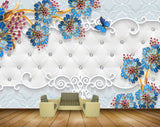 Avikalp MWZ1146 Blue Flowers Branches 3D HD Wallpaper