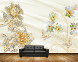 Avikalp MWZ1153 White Yellow Flowers Butterflies 3D HD Wallpaper