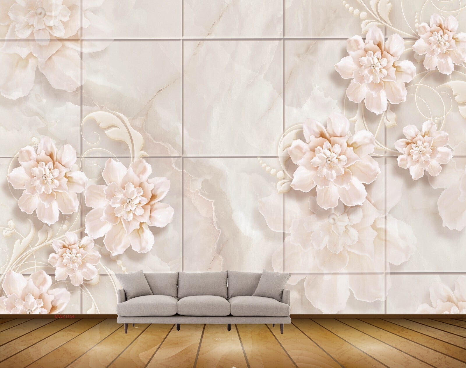Avikalp MWZ1154 Pink WhiteFlowers 3D HD Wallpaper