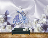 Avikalp MWZ1156 Doll White Flowers Leaves 3D HD Wallpaper