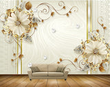 Avikalp MWZ1157 Golden White Flowers HD Wallpaper
