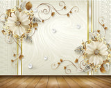 Avikalp MWZ1157 Golden White Flowers 3D HD Wallpaper