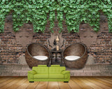 Avikalp MWZ1164 Wooden Chairs Table Creepers 3D HD Wallpaper