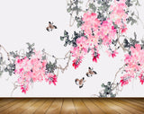 Avikalp MWZ1165 Pink Flowers Butterflies 3D HD Wallpaper