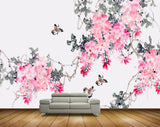 Avikalp MWZ1165 Pink Flowers Butterflies 3D HD Wallpaper