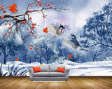 Avikalp MWZ1178 Orange Flowers Trees Birds Leaves HD Wallpaper