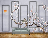 Avikalp MWZ1185 White Flowers Birds Sun HD Wallpaper