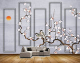 Avikalp MWZ1185 White Flowers Birds Sun 3D HD Wallpaper