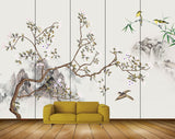 Avikalp MWZ1187 White Flowers Branches Birds 3D HD Wallpaper