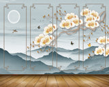Avikalp MWZ1189 White Flowers Birds Moon Butterflies 3D HD Wallpaper