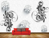 Avikalp MWZ1190 White Flowers Black Leaves HD Wallpaper