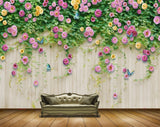 Avikalp MWZ1192 Pink Yellow Flowers Butterflies HD Wallpaper
