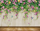 Avikalp MWZ1192 Pink Yellow Flowers Butterflies 3D HD Wallpaper