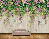 Avikalp MWZ1192 Pink Yellow Flowers Butterflies 3D HD Wallpaper