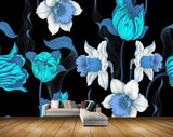Avikalp MWZ1194 Blue White Flowers 3D HD Wallpaper