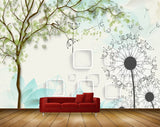 Avikalp MWZ1197 Tree Leaves White Black Flowers 3D HD Wallpaper