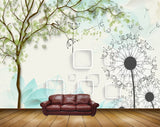 Avikalp MWZ1197 Tree Leaves White Black Flowers 3D HD Wallpaper