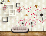 Avikalp MWZ1198 Pink Red Flowers Butterflies 3D HD Wallpaper