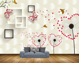 Avikalp MWZ1198 Pink Red Flowers Butterflies 3D HD Wallpaper