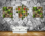 Avikalp MWZ1200 Plants Stones Leaves 3D HD Wallpaper