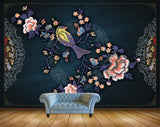 Avikalp MWZ1203 Bird Peach White Flowers 3D HD Wallpaper