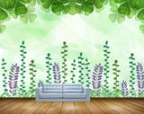 Avikalp MWZ1207 Purple Green Leaves HD Wallpaper