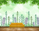 Avikalp MWZ1207 Purple Green Leaves 3D HD Wallpaper