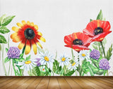Avikalp MWZ1209 Yellow Red White Purple Flowers 3D HD Wallpaper