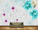 Avikalp MWZ1210 Blue White Pink Flowers HD Wallpaper