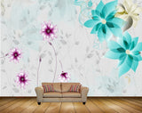 Avikalp MWZ1210 Blue White Pink Flowers 3D HD Wallpaper