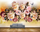 Avikalp MWZ1212 Pink White Flowers Butterflies HD Wallpaper