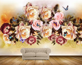 Avikalp MWZ1212 Pink White Flowers Butterflies 3D HD Wallpaper