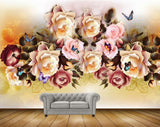 Avikalp MWZ1212 Pink White Flowers Butterflies 3D HD Wallpaper