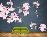 Avikalp MWZ1216 Pink Flowers Birds Butterflies 3D HD Wallpaper