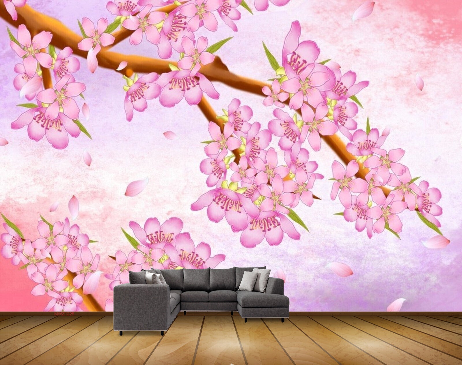 Avikalp MWZ1225 Pink Flowers Branches HD Wallpaper